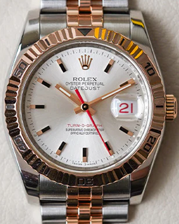 Rolex Datejust Turn-O-Graph 36MM Silver Dial Two-Tone Super Jubilee Bracelet (116261)