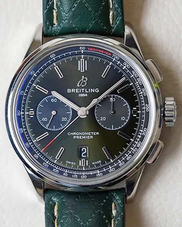 2020 Breitling Premier B01 Chronograph Bentley British Racing S.E. 42MM Green Dial Leather Strap (AB0118A11L1X1)