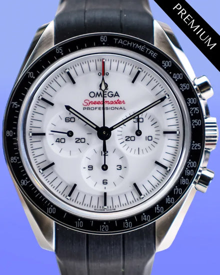 No Reserve - Omega Speedmaster Professional Moonwatch 42MM White Dial Rubber Strap (310.32.42.50.04.001)