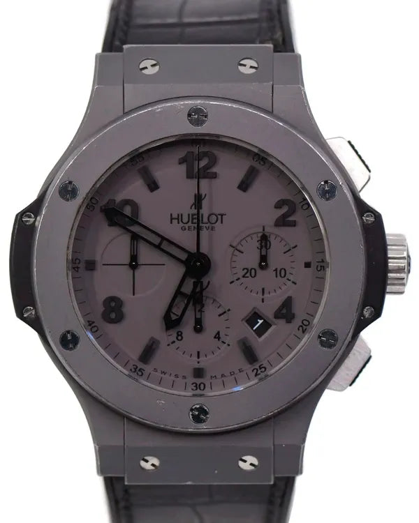 Hublot Big Bang Chronograph 44MM Grey Dial Leather Strap (201.AI.460.RX)