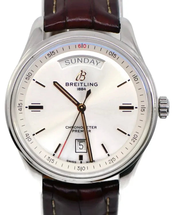 2019 Breitling Premier 40MM Silver Dial Leather Strap (A45340)