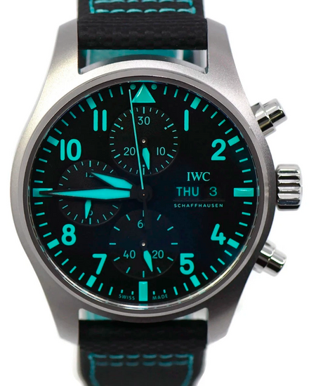2025 IWC Schaffhausen Pilot Chronograph "Mercedes AMG Petronas F1" 41MM Black Dial Leather Strap (IW388108)