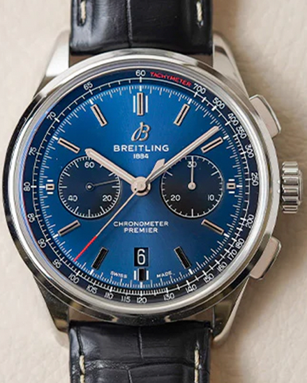 Breitling Premier B01 Chronograph 42MM Blue Dial Leather Strap (AB0118)