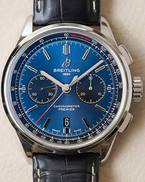 Breitling Premier B01 Chronograph 42MM Blue Dial Leather Strap (AB0118)