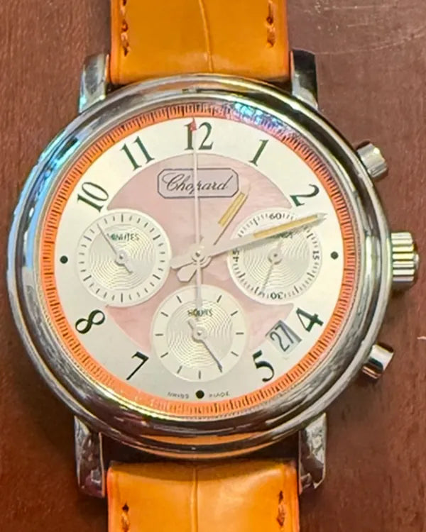 Chopard Mille Miglia Chronograph "Elton John AIDS Foundation" L. E. 39MM Mother of Pearl Dial Leather Strap (16/8331/14)