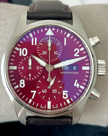 2022 IWC Schaffhausen Pilot Chronograph "Year of the Tiger" L.E. 41MM Red Dial Leather Strap (IW388107)