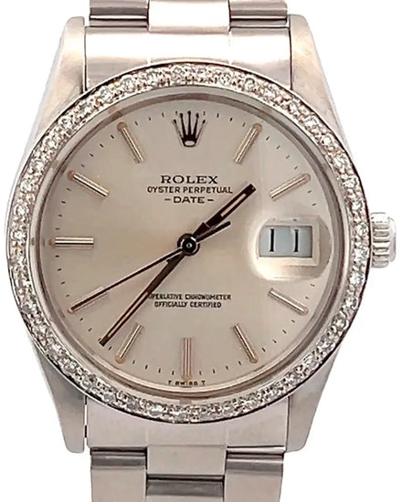 Rolex Oyster Perpetual Date 34MM Silver Dial Oyster Bracelet (15000)