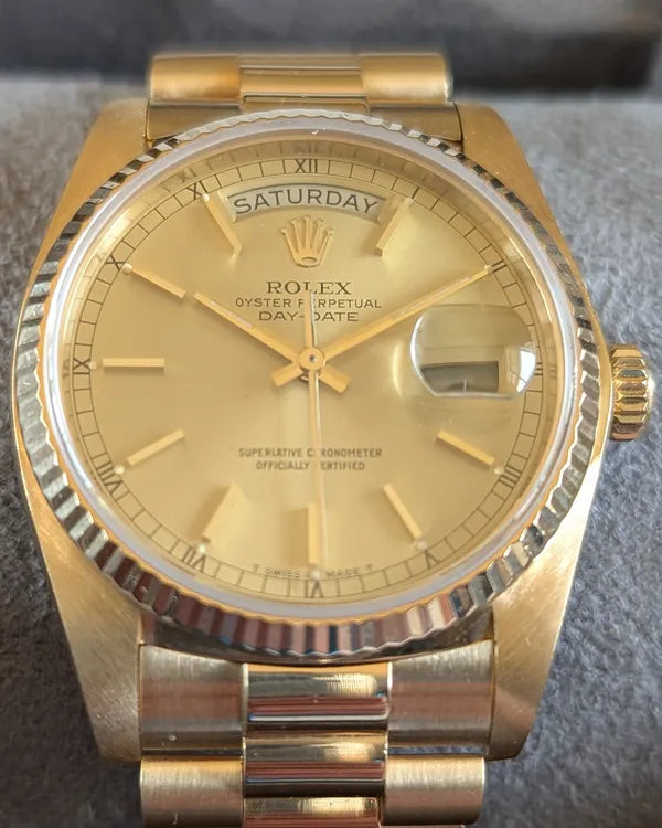 Rolex Day-Date 36MM Champagne Dial Yellow Gold President Bracelet (18038)