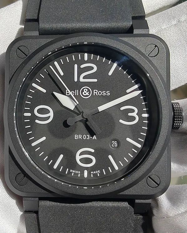 2025 Bell & Ross BR 03 Black Matte Ceramic 41MM Black Dial Rubber Strap (BR03A-BL-CE/SRB