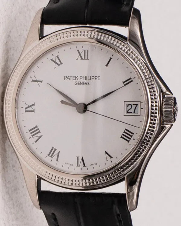 Patek Philippe Calatrava 37MM White Dial Leather Strap (5117G)