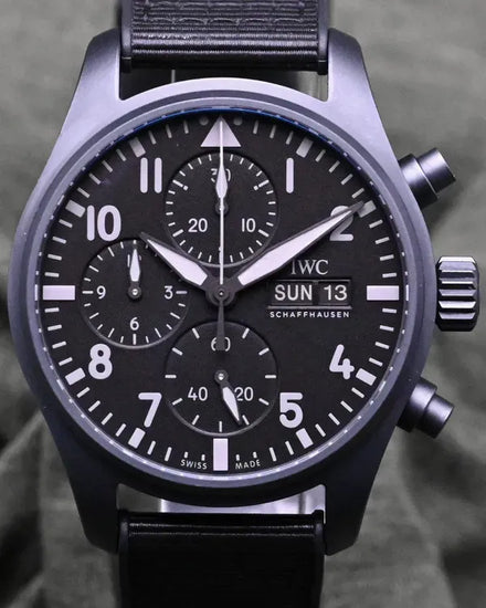 2022 IWC Schaffhausen Pilot Chronograph "Top Gun" Ceratanium 41MM Black Dial Rubber Strap (IW388106)