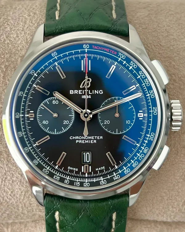 2021 Breitling Premier B01 Chronograph Bentley British Racing Green S.E. 42MM Green Dial Leather Strap (AB0118A11L1X1)