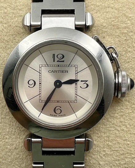 Cartier Pasha De Cartier "Miss Pasha" 27MM Quartz Silver Dial Steel Bracelet (W3140007)