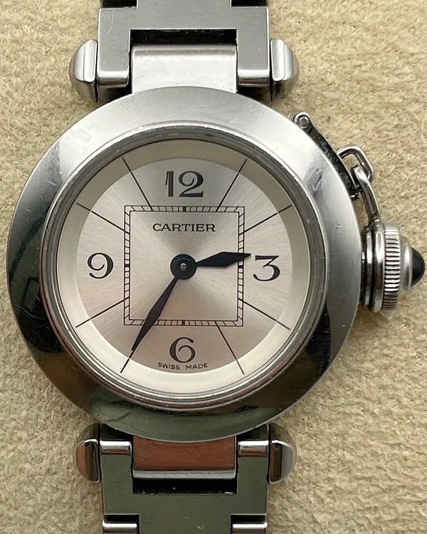 Cartier Pasha De Cartier "Miss Pasha" 27MM Quartz Silver Dial Steel Bracelet (W3140007)