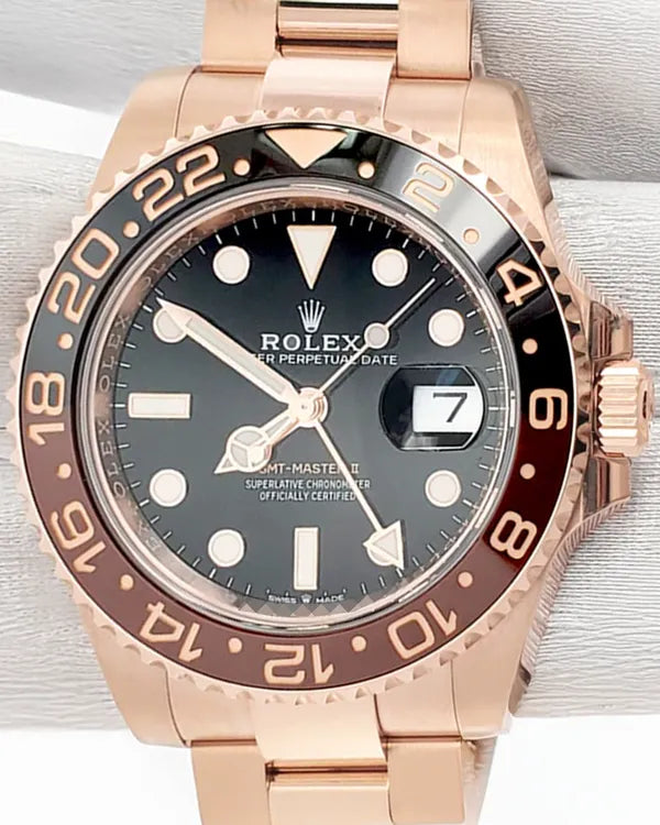 2019 Rolex GMT-Master II "Root Beer" 40MM Black Dial Rose Gold Bracelet (126715CHNR)