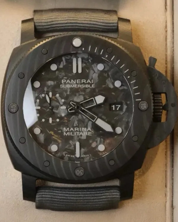Panerai Submersible Marina Military Carbotech 47MM Carbon Fiber Dial Textile Strap (PAM02979)