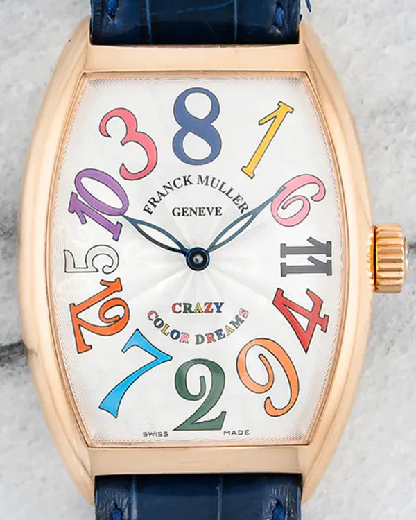 2012 Franck Muller "Crazy" Color Dreams 35MM Silver Dial Leather Strap (7851 CH COL DR)