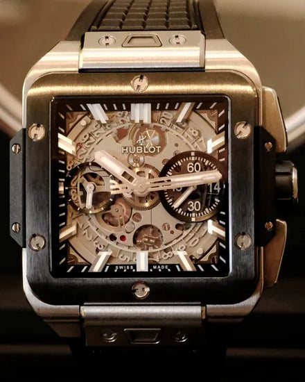 2022 Hublot Square Bang Unico Skeleton 42MM Skeleton Dial Rubber Strap (821.NM.0170.RX)