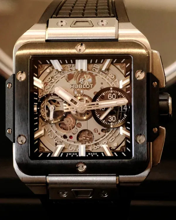 2022 Hublot Square Bang Unico Skeleton 42MM Skeleton Dial Rubber Strap (821.NM.0170.RX)