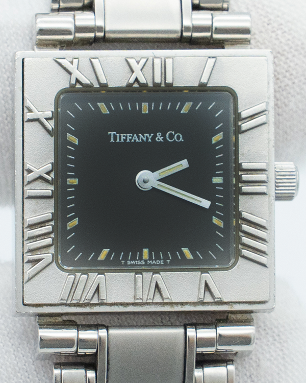 Tiffany & Co. Atlas Square 23MM Quartz Black Dial Steel Bracelet (820.1007)