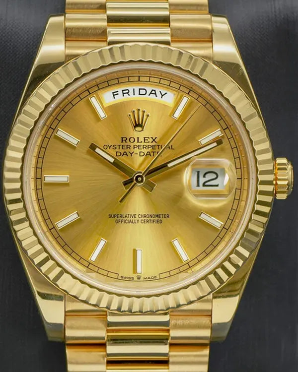 2022 Rolex Day-Date 40MM Champagne Dial Yellow Gold President Bracelet (228238)