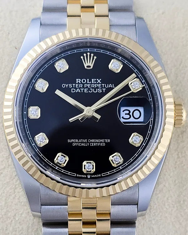 Rolex Datejust 36MM Black Dial Two-Tone Jubilee Bracelet (126233)