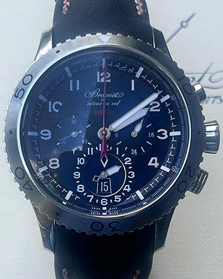 2013 Breguet Type XXII Flyback Transatlantique 10hz GMT 44MM Black Dial Leather Strap (3880ST/H2/3XV)