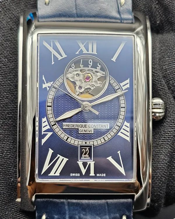 No Reserve - Frederique Constant Classics Carree 47MM Blue Dial Leather Strap (FC-315DNS4C26)