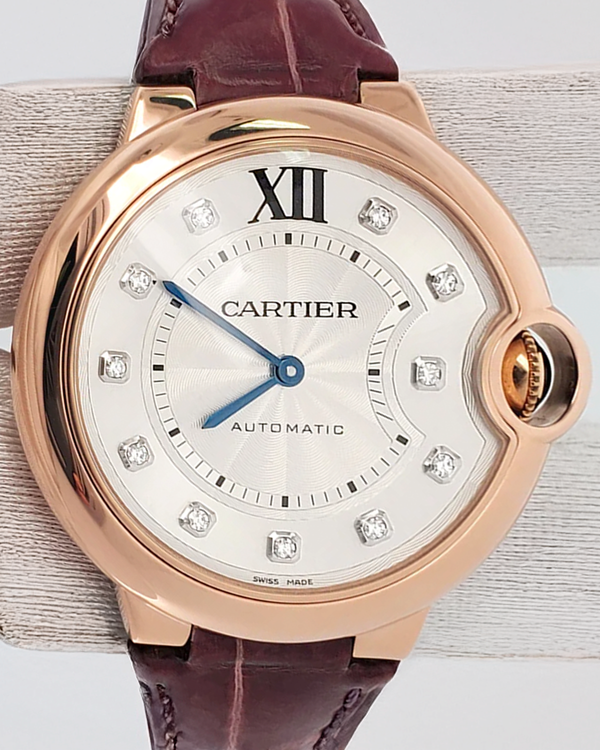 Cartier Ballon Bleu 36MM Silver Dial Leather Strap (WE902028)