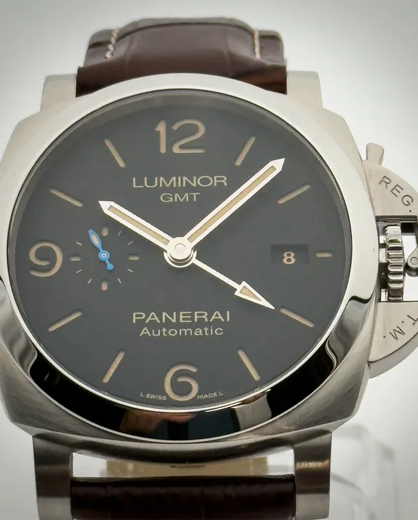 Panerai Luminor 1950 3 Days GMT 44MM Black Dial Leather Strap (PAM01320)