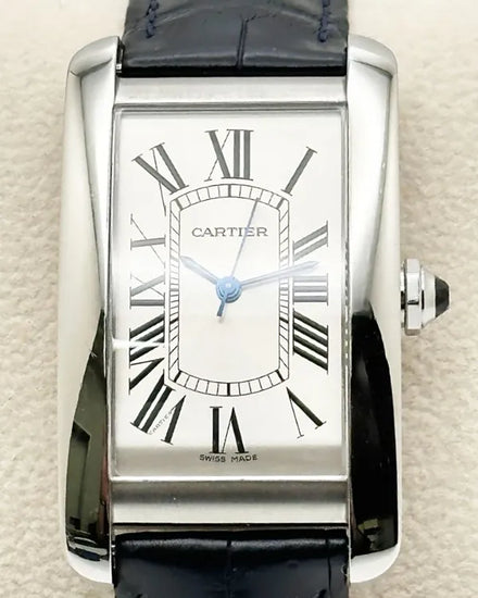 Cartier Tank Americaine 26.6MM Silver Dial Leather Strap (WSTA0018)