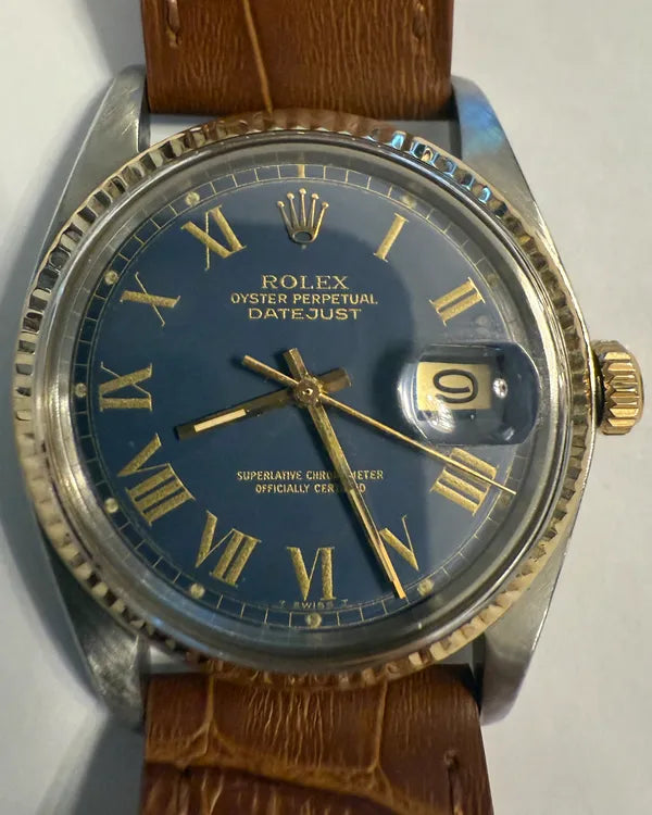 (Albert) Rolex Datejust 36MM Blue Dial Aftermarket Leather Strap (1601)