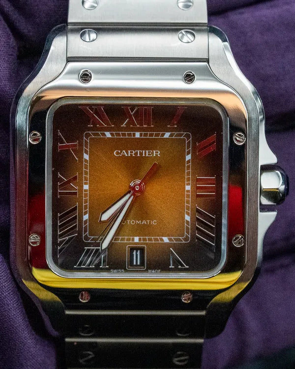 Cartier Santos De Cartier 39.8MM Brown Dial Steel Bracelet (WSSA0064)