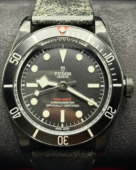 2021 Rare Discontinued Tudor Black Bay Heritage Dark 41MM Black Dial Leather Strap (79230DK)