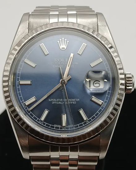 Rolex Datejust 36MM Aftermarket Blue Dial Jubilee Bracelet (16200)
