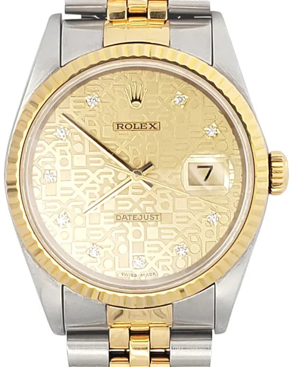 Rolex Datejust 36MM Champagne "Jubilee Motif" Dial Two-Tone Jubilee Bracelet (16233)