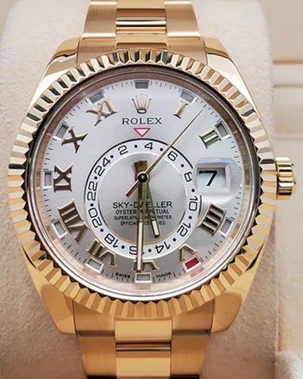 Rolex Sky-Dweller 42MM Silver Dial Yellow Gold Oyster Bracelet (326938)