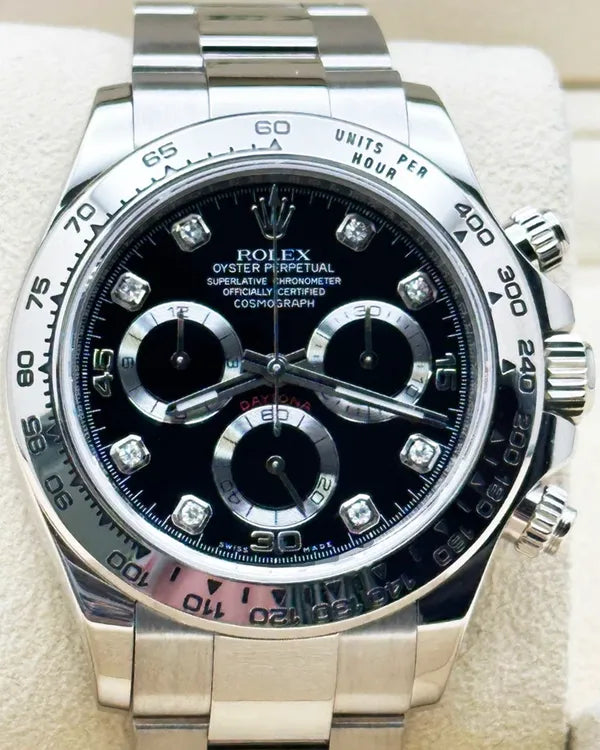 Rolex Cosmograph Daytona 40MM Black Dial White Gold Oyster Bracelet (116509)