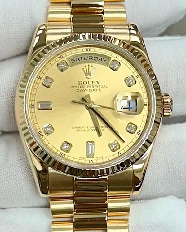 2018 Rolex Day-Date 36MM Champagne Dial Yellow Gold President Bracelet (118238)