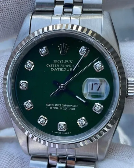 Rolex Datejust 36MM Aftermarket Green Dial Jubilee Bracelet (16234)