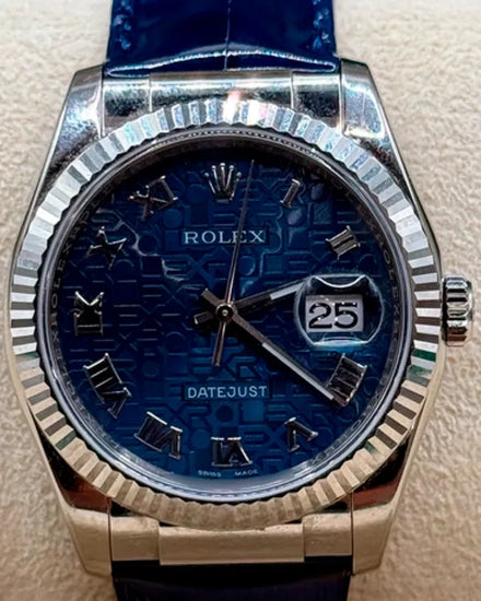 2013 Rolex Datejust 36MM Blue "Jubilee" Dial Leather Strap (116139)
