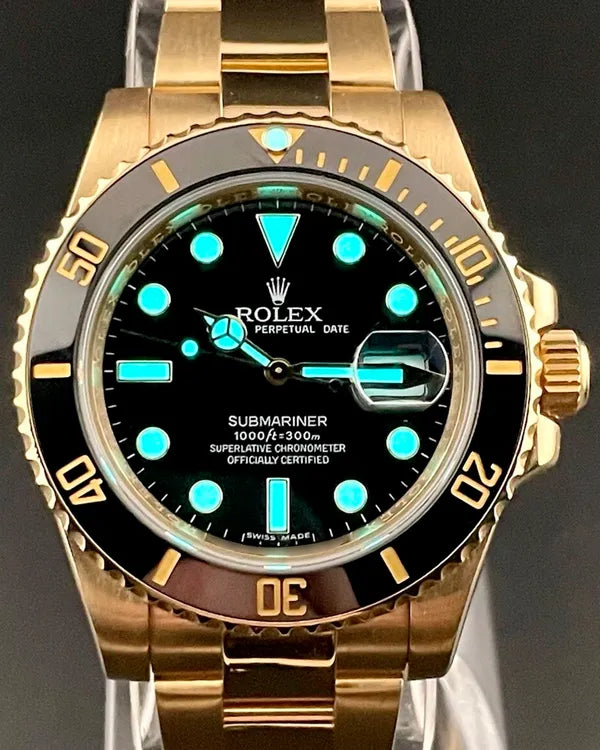 (Albert) Rolex Submariner Date 40MM Black Dial Yellow Gold Oyster Bracelet (116618LN)