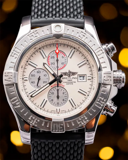 Breitling Super Avenger II Chronograph 48MM White Dial Rubber Strap (A1337111/G779)