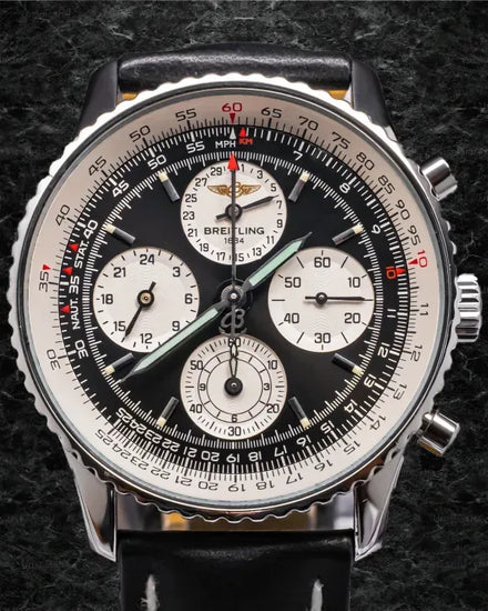 Breitling Navitimer Twin Sixty 42MM Black Dial Leather Strap (A39022)