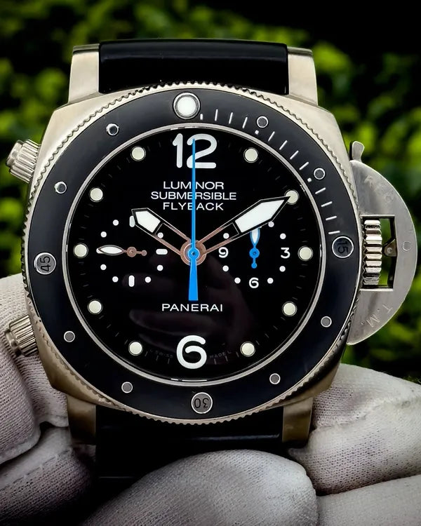 2018 Panerai Luminor Submersible Flyback Chronograph 1950 3 Days 47MM Black Dial Rubber Strap (PAM00615)