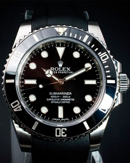 Rolex Submariner No Date 40MM Black Dial Aftermarket Rubber Strap (114060)