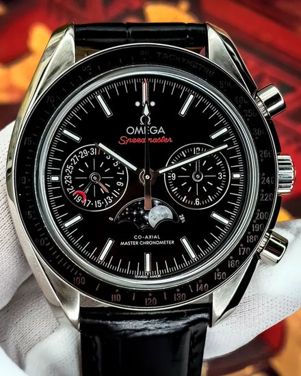2025 Omega Speedmaster Moonphase 44.25MM Black Dial Leather Strap (304.30.44.52.01.001)