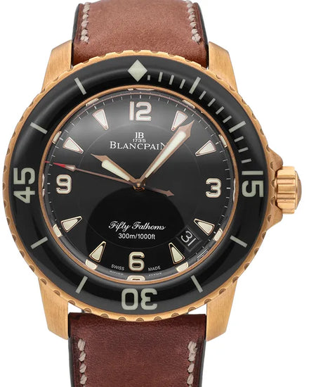 Blancpain Fifty Fathoms 45MM Black Dial Leather Strap (5015A 3630 63B)