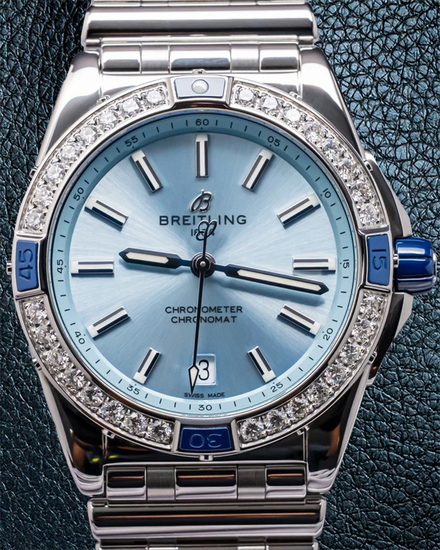Breitling Chronomat "Super Chronomat" 38MM Ice Blue Dial Steel Bracelet (A17356)