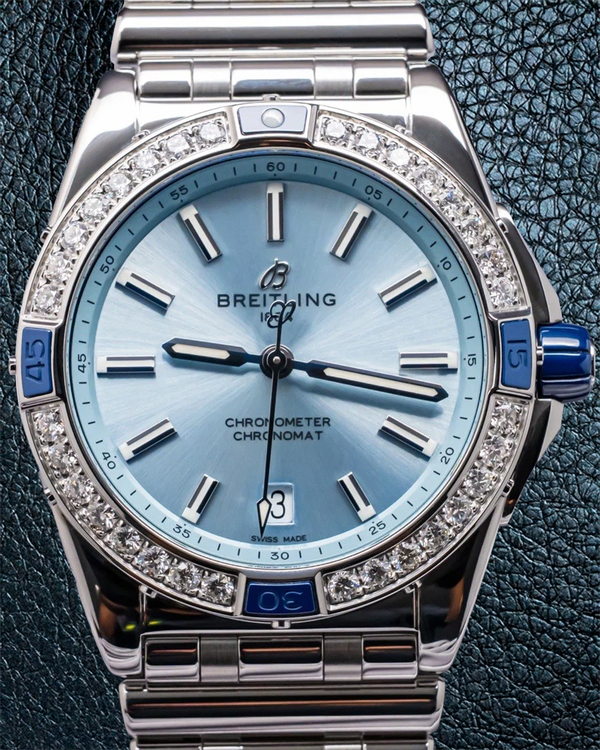 Breitling Chronomat "Super Chronomat" 38MM Ice Blue Dial Steel Bracelet (A17356)